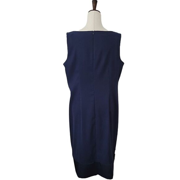 Alyx Limited Navy Blue Striped V-neck Sleeveless Stretch Sheath Dress Size 18 - Picture 4 of 8